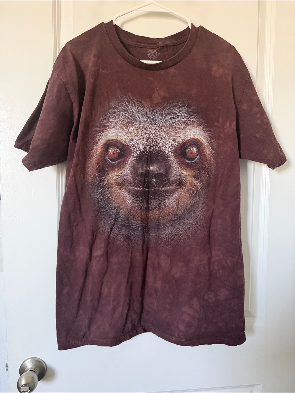 The Mountain Brown Tie-Dye Sloth Face Short Sleeve Tee